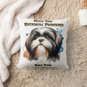 Coussin Shih Tzu fête la Journée nationale du chien de Pur