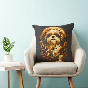 Coussin Shih Tzu hurlant à la Lune Chien drôle