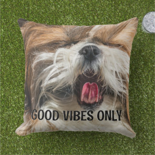 Coussin Shih tzu langue drôles violes texte personnalisé