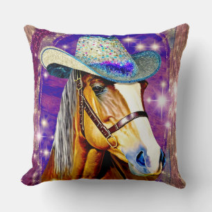 Coussin Showtime - Cheval portant un chapeau de cowboy Cou