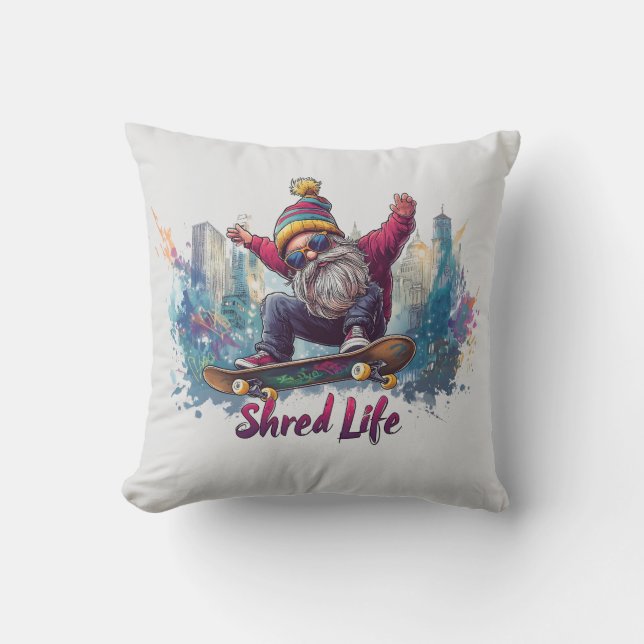 Coussin Shred Life - Cool Skateboard Gnome (Recto)