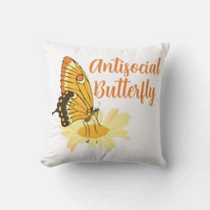 Coussin Shy Introvert esthétique Antisocial Butterfly