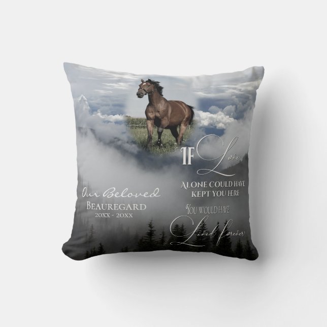 Coussin Si l'amour seul Foggy Trees Memorial PHOTO prière (Recto)