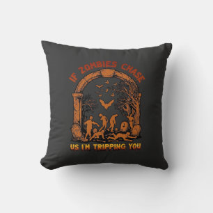 Coussin Si les zombies nous poursuivent, je vous fais tomb