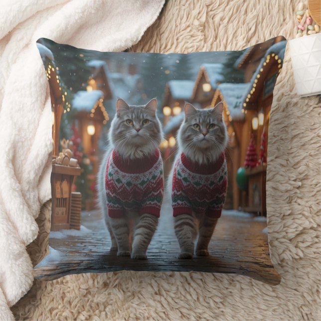 Coussin Siberian Cats Christmas Snow Holiday  (Couverture)