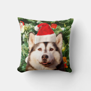 Coussin Sibérie Husky Arbre de Noël Ornements Snowman