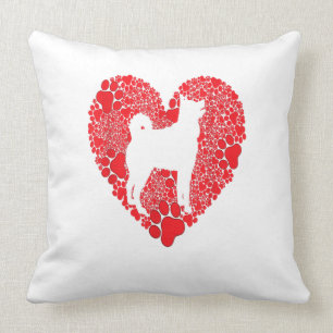 Coussin Sibérie Husky Paw Heart Valentines Amoureux des c