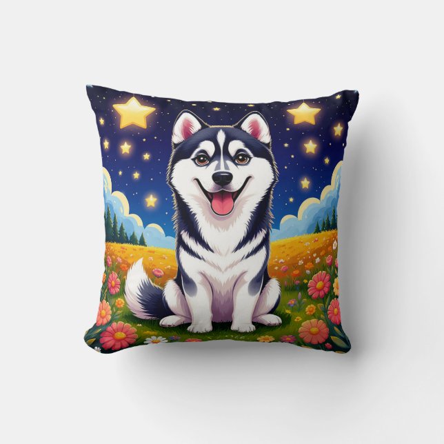 Coussin Sibérien Husky joueur (Recto)