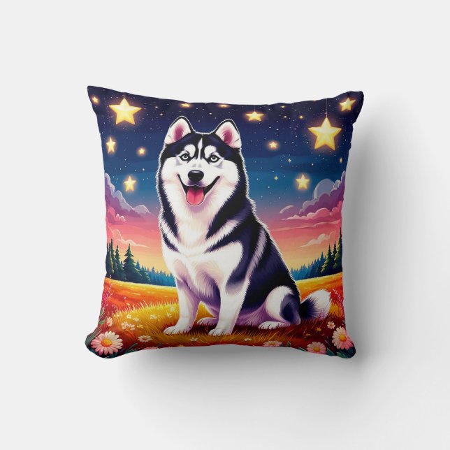 Coussin Sibérien Husky joueur (Recto)