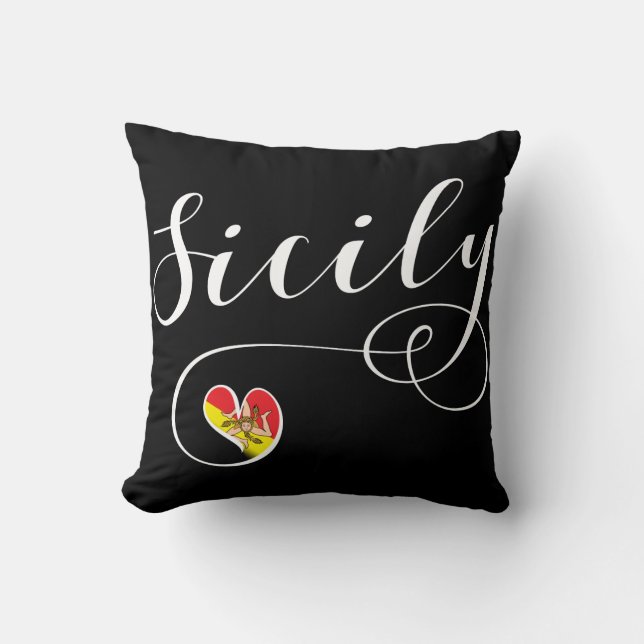 Coussin Sicilienne Drapeau Coeur, I Loily Sicile (Recto)