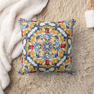 Coussin Sicilienne Majolica Motif de carreaux colorés