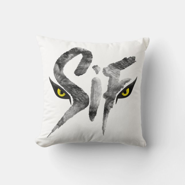 Coussin Sif, la typographie du grand loup gris (Recto)