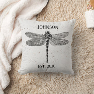 Coussin Signature de libellule de style vintage