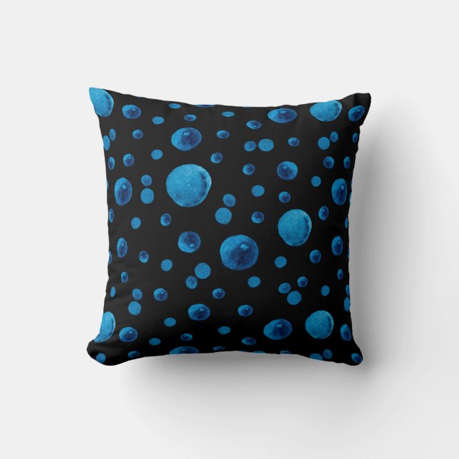 Coussin Signature des sphères d'aquarelle bleue (Recto)