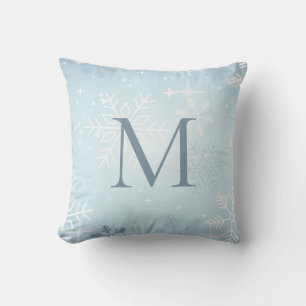Coussin Signature du flocon de neige bleu Icy