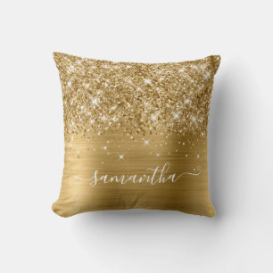 Coussin Signature Féminin Pailleté et Feuille d'Or