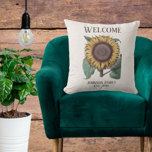 Coussin Signature Sunflower de bienvenue vintage