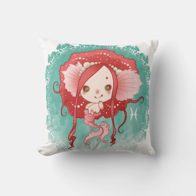 Coussin Signe astrologique poisson Sirène (Recto)