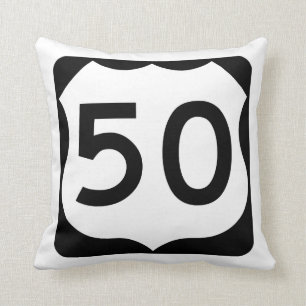 Coussin Signe de l'itinéraire 50 des USA