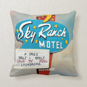 Coussin Signe de motel de ranch de ciel