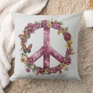 Coussin Signe de Paix Bohème Hippy 60s 70s