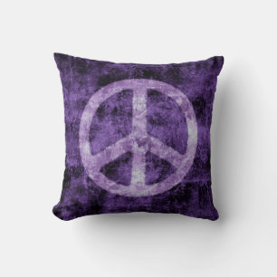 Coussin Signe de paix pourpre affligé
