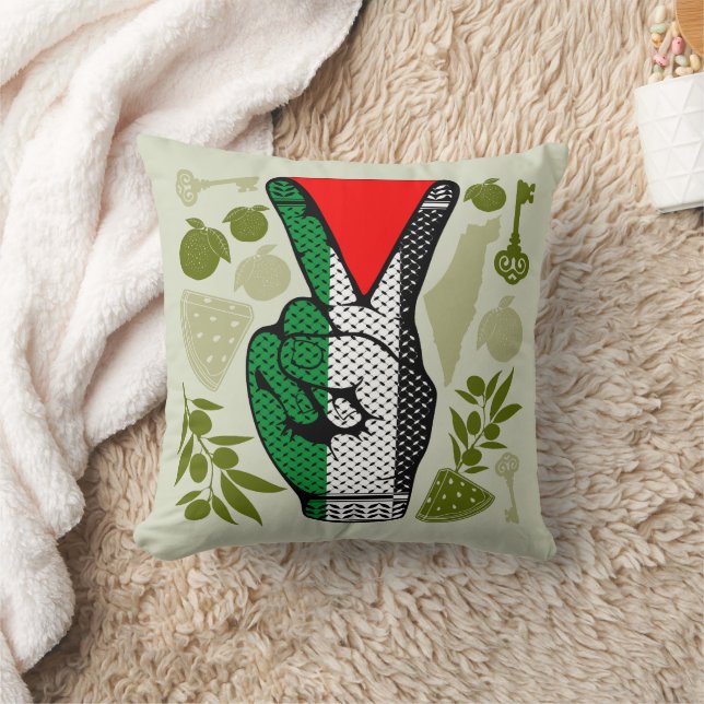 Coussin Signe de victoire Main Résistance Symbole Triangle (Couverture)