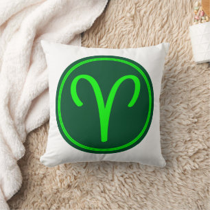 Coussin Signe du zodiaque Bélier sur fond vert