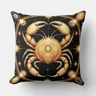 Coussin Signe du zodiaque Cancer en or