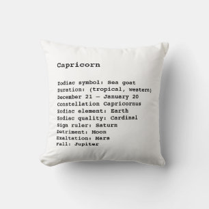 Coussin Signe du zodiaque Capricorne Astrologie noir blanc