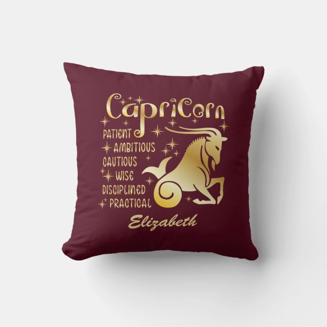 Coussin Signe du zodiaque Capricorne personnalisé Luxe Mar (Recto)