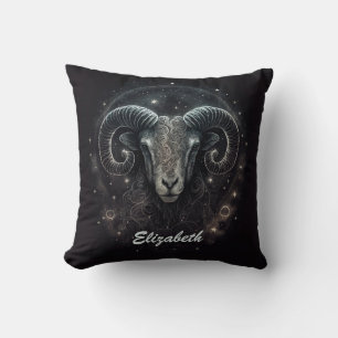 Coussin Signe du zodiaque Capricorne personnalisé noir