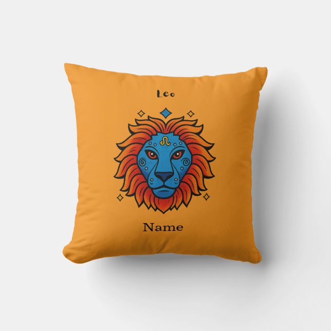 Coussin Signe du zodiaque Lion - Illustration rétro pop ar (Recto)