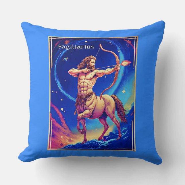 Coussin Signe du zodiaque Sagittaire comme l'Archer Célest (Recto)