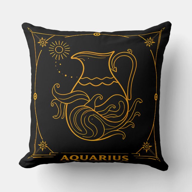 Coussin Signe du zodiaque Verseau doré (Recto)