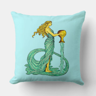 Coussin Signe du zodiaque Verseau, Femme avec de l'eau cou