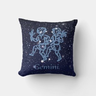 Coussin Signe Gemini Constellation et Zodiaque avec étoile