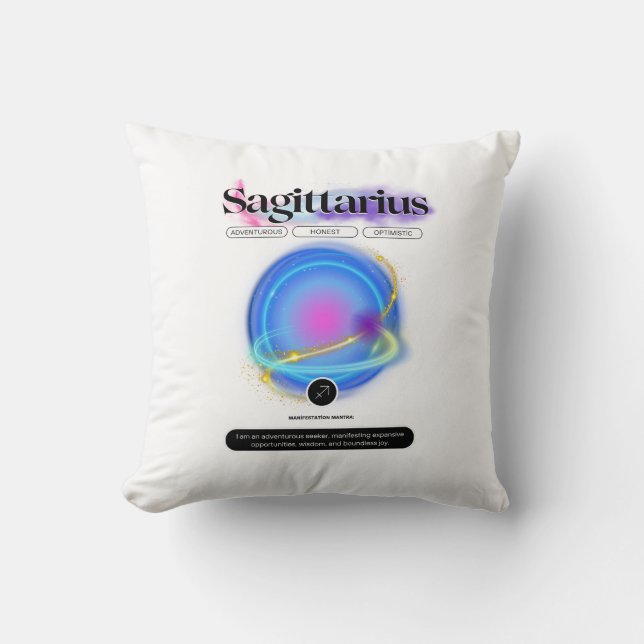 Coussin Signe moderne Zodiac Sagittarius Citation Élément  (Recto)