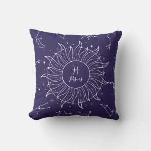 Coussin SIGNE Zodiaque Pisces Marine céleste foncée 