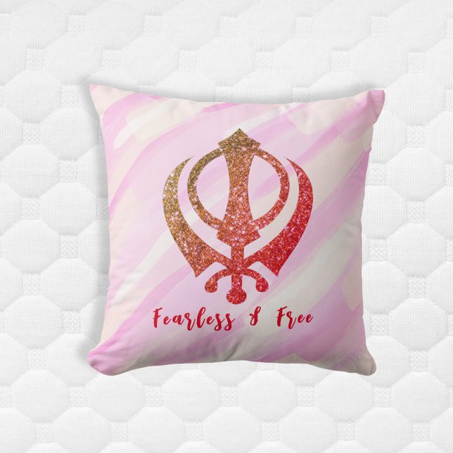 Coussin Sikh Khanda "Sans peur et libre" (Créateur téléchargé)