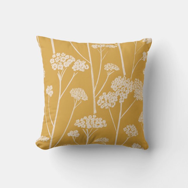 Coussin Silence de Prairie Ocbre Doré Beige Rosé (Recto)