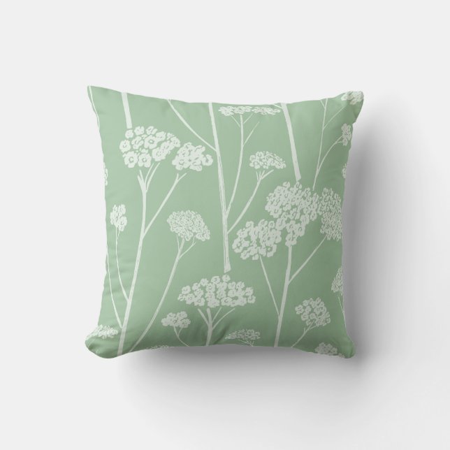 Coussin Silence Prairie Fleur Sauvage Vert Pâle Mousse de  (Recto)