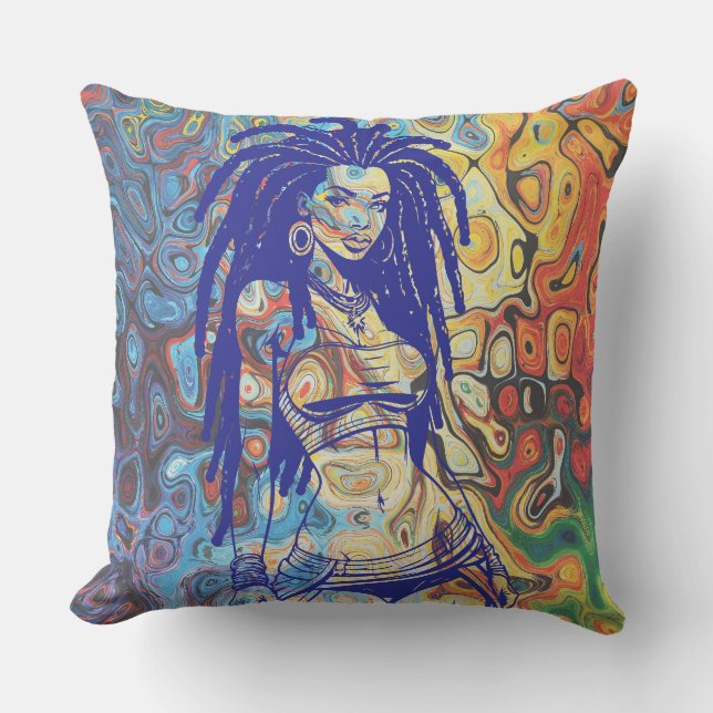 Coussin Silhouette audacieuse d'une femme avec des cadenas (Recto)