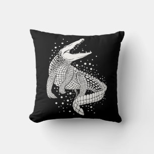 Coussin Silhouette blanche d'animal - Crocodile