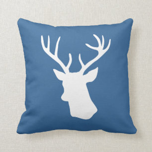 Coussin Silhouette blanche de tête de cerfs communs -