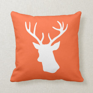 Coussin Silhouette blanche de tête de cerfs communs -