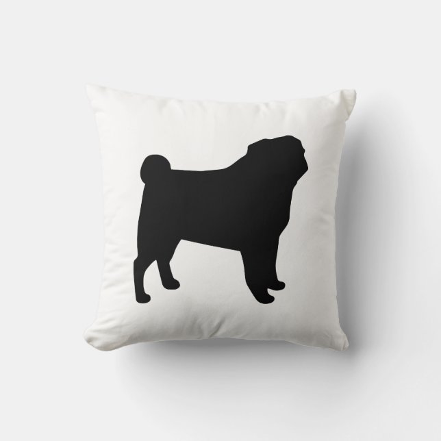 Coussin Silhouette Carlin noir | Amoureux des chiens noir  (Recto)