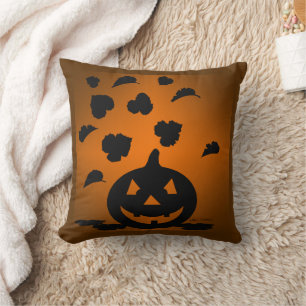 Coussin Silhouette citrouille et Feuille