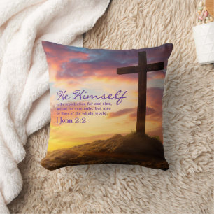 Coussin Silhouette Croix Bible Verset Double Côté