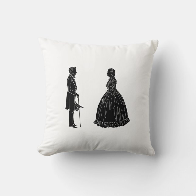 Coussin silhouette d'abraham lincoln et de marie todd linc (Recto)